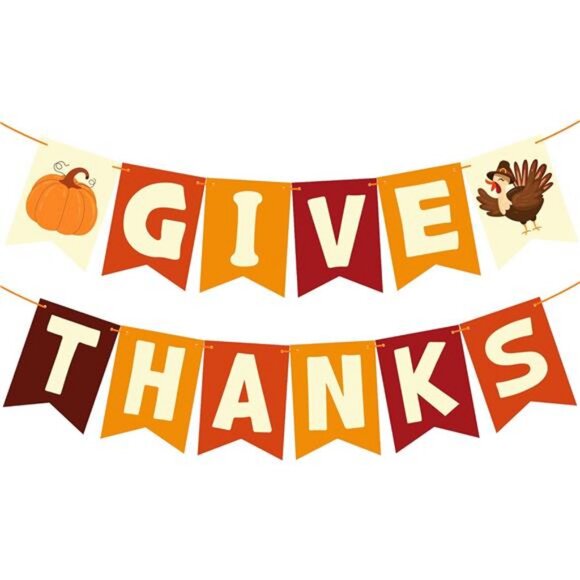 Thanksgiving Decorations - GIVE THANKS Banner | Friendsgiving Party - Picture 1 of 7